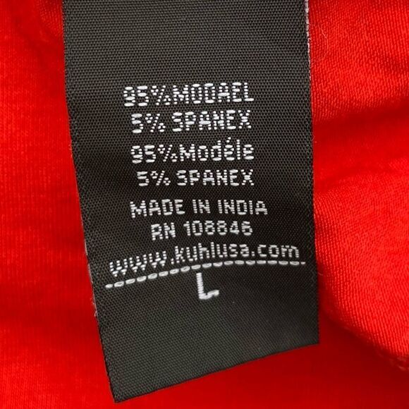 Kuhl Short Sleeve Keyhole Shirt Womens Orange Floral Pattern Top. Large - Picture 5 of 6